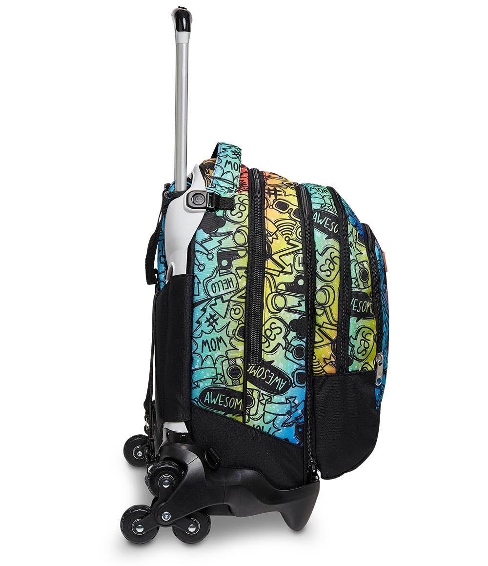 Seven Mochila con 3 Ruedas TROLLEY JACK-3WD - COLOUR EXPRESSION, Multicolor - Mochila 3 en 1, Escolar con Carro, Crossover System - Bolso Escolar Niños, Niñas y Adolescentes