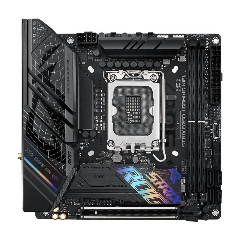 Placa Base mITX ROG Strix B760-I Gaming WiFi, Soporte WiFi, USB 3.2, DDR4, Ideal para Gaming y configuraciones compactas.