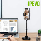 Ipevo Brazo multiángulo Uplift para móviles, Soporte para móviles multiarticulado para comunicaciones y presentaciones visuales, Soporte para móvil de tamaño reducido para teletrabajo a Distancia.