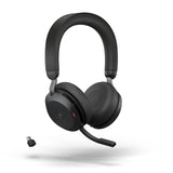Jabra Evolve2 75 Auriculares Estéreo Inalámbricos para PC con tecnología de 8 micrófonos-Auriculares de Doble Espuma y Cancelación de Ruido Activa, Adaptador Bluetooth USB-C-Para MS Teams-Negro