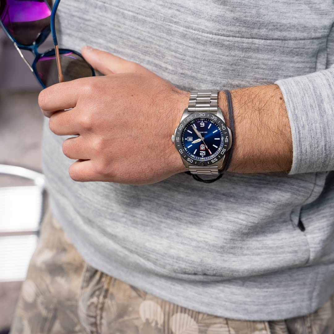 Luminox Pacific Diver XS.3123 Reloj de Hombre 44mm - Reloj de Buceo en Plata/Azul con Pantalla de Fecha 200m de Resistencia al Agua Cristal de Zafiro