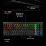 CHERRY MX 2.0S, Teclado Mecánico de Gaming con Iluminación RGB, Distribución de Teclado Alemán (QWERTZ), con Cable, Diseñado en Alemania, Switches MX RED, Negro