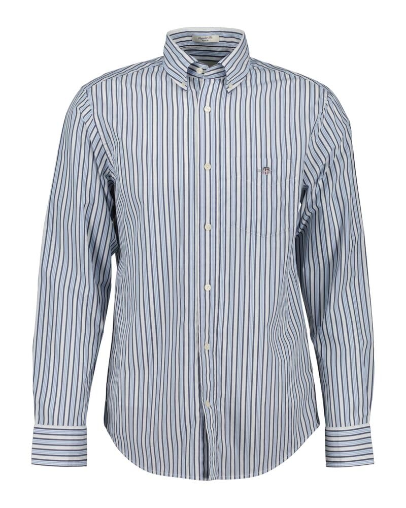GANT REG Poplin - Camiseta de Rayas, Cielo Claro., S