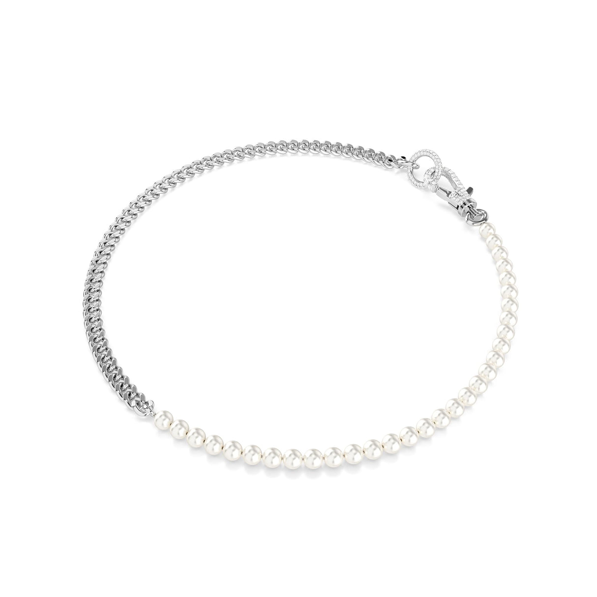 Swarovski Collar Dextera, Pavé, Perla de cristal, Blanco, Baño de rodio
