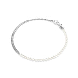 Swarovski Collar Dextera, Pavé, Perla de cristal, Blanco, Baño de rodio