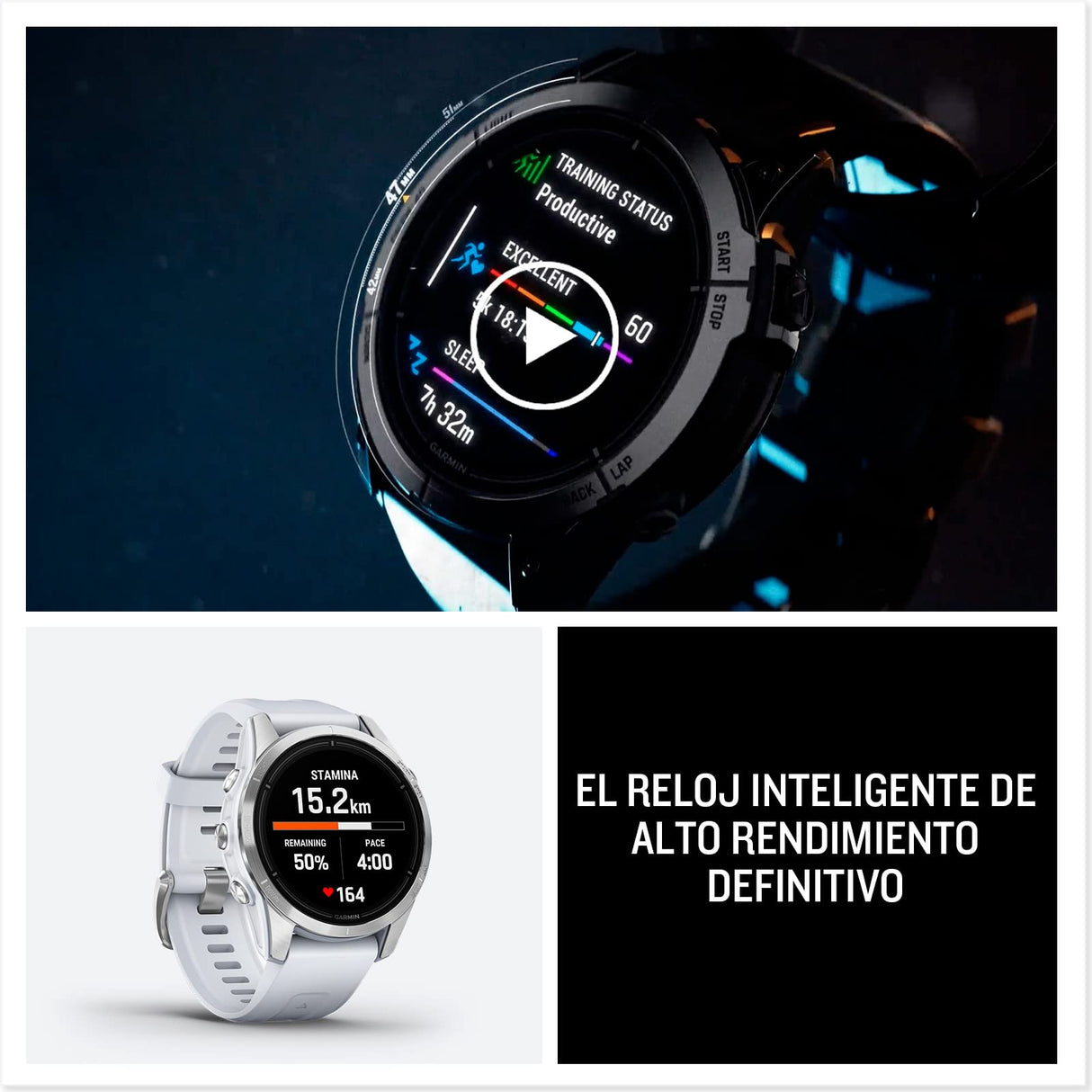 Garmin Epix (Gen 2) Pro 42mm - Reloj de alto rendimiento GPS multideporte con Pantalla táctil AMOLED, Linterna LED, Frecuencia cardíaca, Mapas y hasta 10 días de autonomía, Plateado