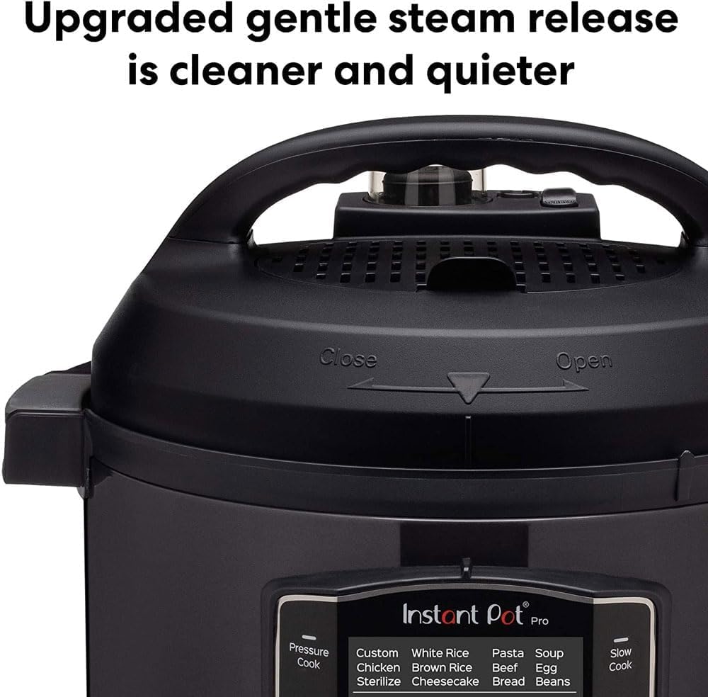 Instant Pot Pro Olla a Presión Eléctrica Multifunción 10 en 1, Cocción Lenta, Arrocera, Vaporera, Yogurtera, Sartén para Saltear, Esterilizador y Al vapor – Acero Inoxidable, 1200 W – 5,7 L, Negro