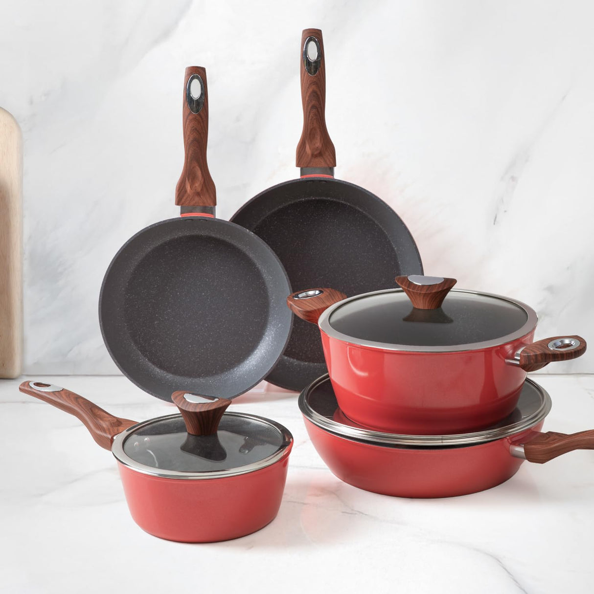 Batería de cocina 8 piezas roja Golden 5