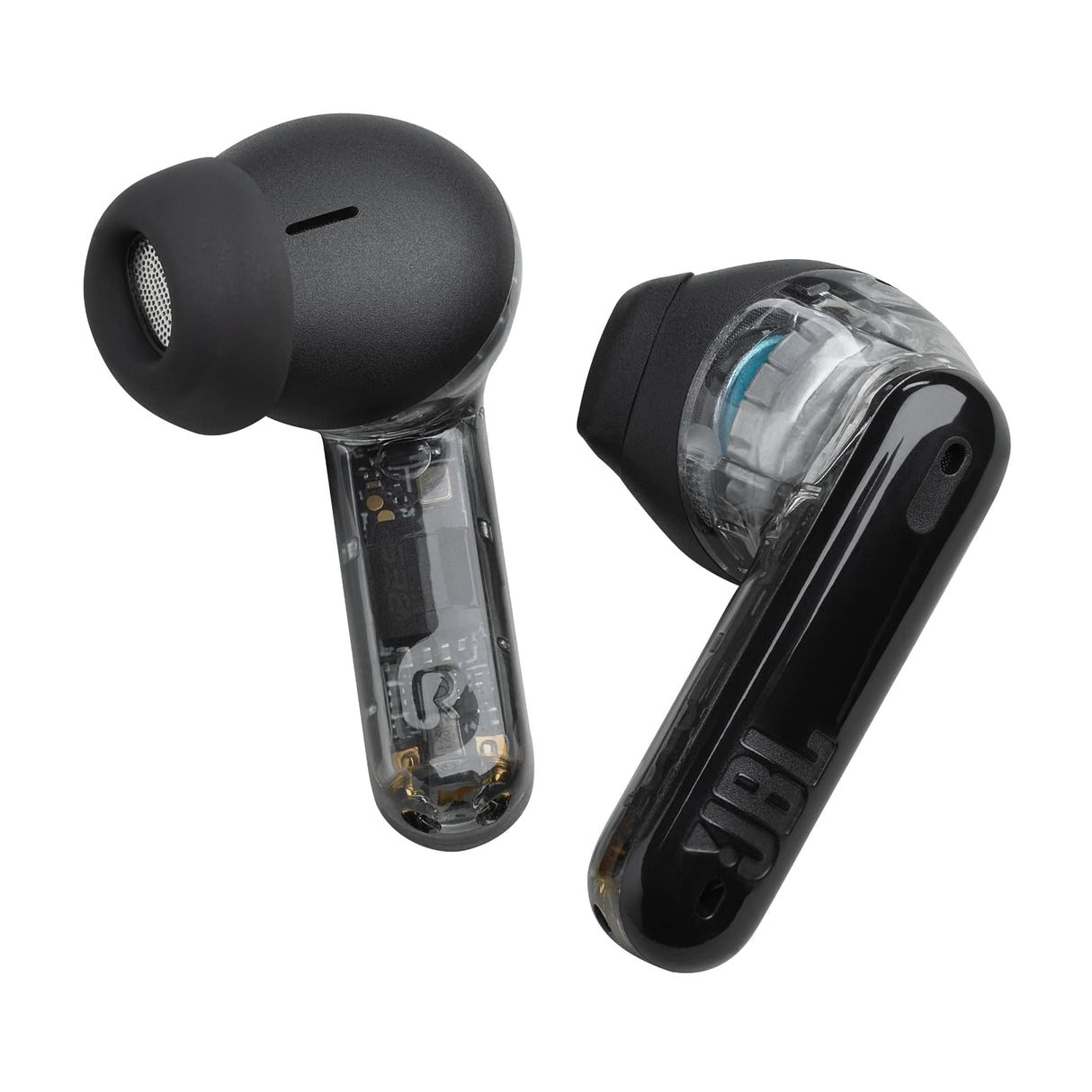 JBL Tune Flex Ghost, Auriculares In-Ear inalámbricos con cancelación de ruido adaptativa, Bluetooth, resistente al agua y al sudor IPX4, aplicación JBL Headphones y 32 horas de batería, Black Ghost
