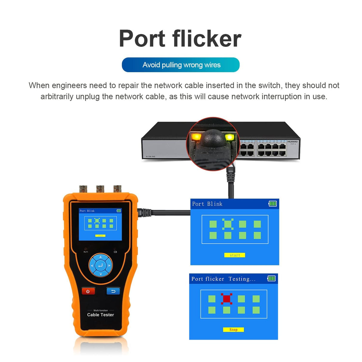KALEA-INFORMATIQUE Comprobador TDR para cables de red RJ45 y BNC: mapeo, continuidad, longitud, PING, localización, simulador de actividad