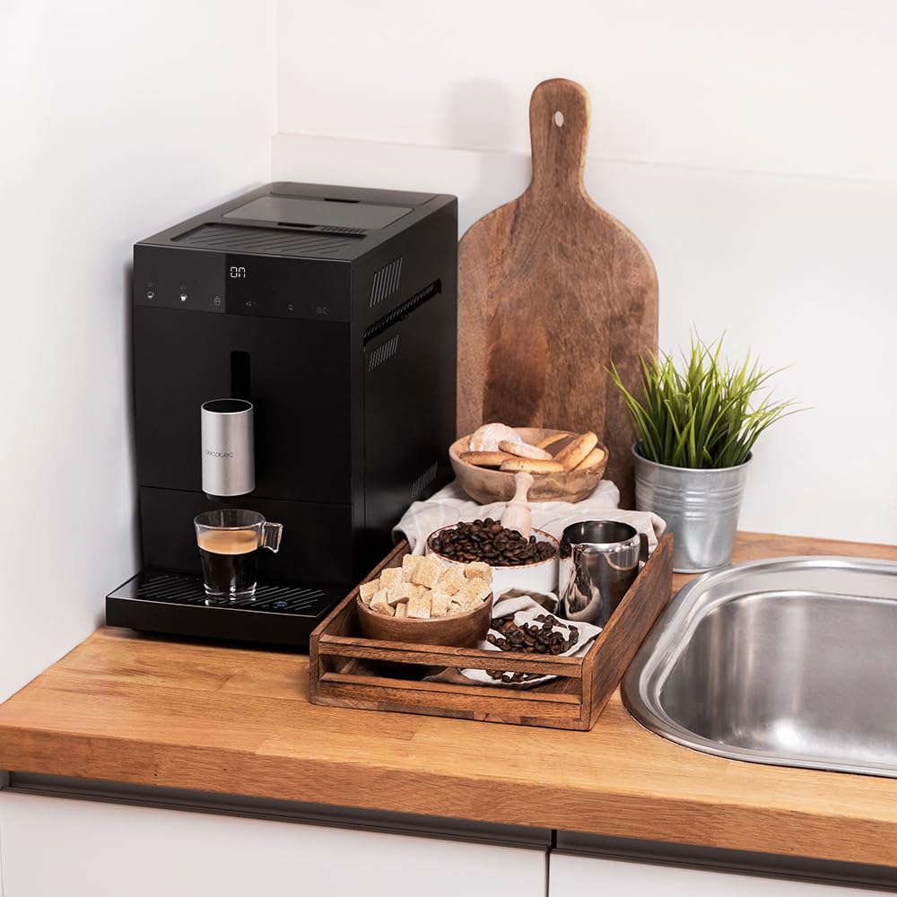 Cecotec Cafetera Superautomática Compacta Cremmaet Compact, 19 Bares, Sistema Thermoblock, Grano recién molido con Plug&Play, Depósito 150gr café con molinillo, 1,1 L agua