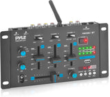 Pyle mezclador de audio para DJ, 3 canales, Bluetooth, Lector de USB, Dual RCA/Phono, Entrada de microfono, Conector para auriculares