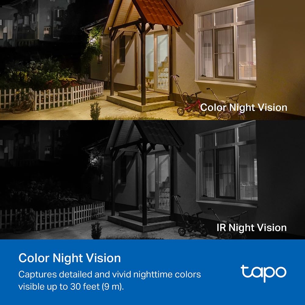 Tapo C410(4-Pack) - Cámara Wi-Fi de Batería para Exterior/Interior, 2K 3MP, 6400mAh, Detección de Personas por IA, Visión Nocturna a Color, No Requiere Hub, Compatible con Panel Solar