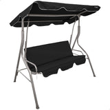 Aktive 61111 - Columpio jardín exterior 3 plazas negro | Toldo inclinable, asiento y respaldo acolchados | Balancín jardín exterior antideslizante | Medidas 170x110x153 | Muebles jardín exterior