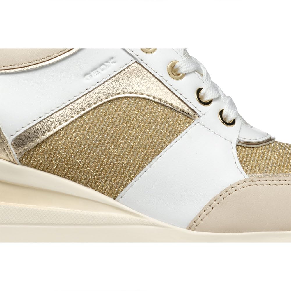 Geox D ZOSMA A, Zapatillas Mujer, White/Lt Gold, 38 EU