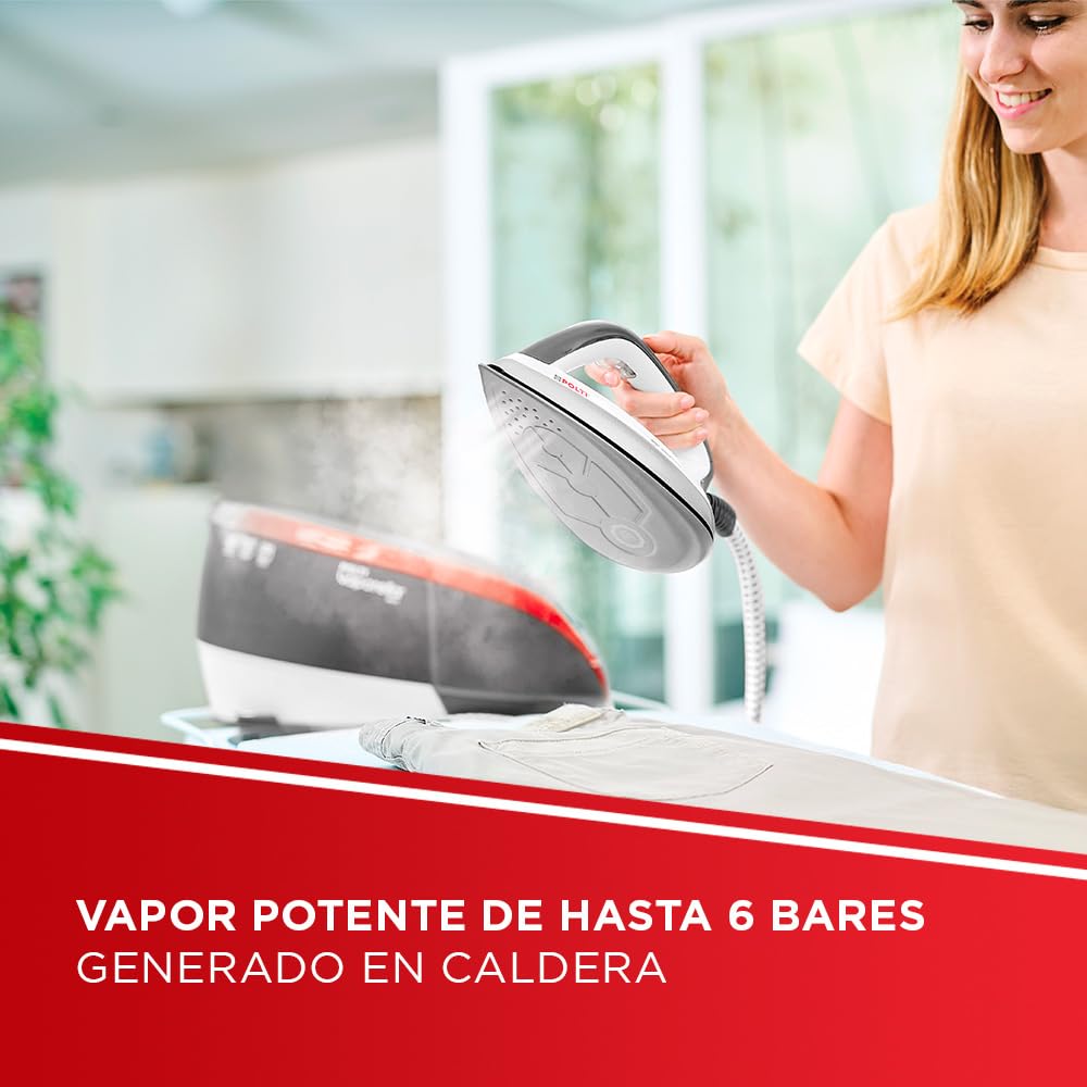 Polti Vaporella Next VN18.30, Plancha de Vapor con Caldera, Presión hasta 6 Bar, Potencia 2200 W, Función Eco y Turbo, Autonomía ilimitada, Steam Pulse 350 g, Gris y Rojo
