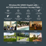 TP-Link Festa F52-Outdoor | Punto de Acceso WiFi 5 AC1200 | IP65 a Prueba de Agua, Ideal para Exteriores, 1× Puerto Gigabit, Gestión centralizada en la Nube Gratuita, Configuración y Uso fáciles.