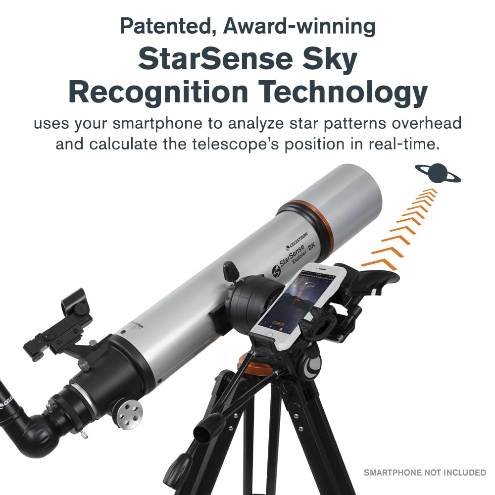 Celestron 22460 StarSense Explorer DX 102AZ Telescopio para Smartphone con aplicación, Compatible con iPhone/Android, Gris