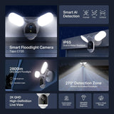 Tapo C720 Cámara Inteligente Proyector 2K QHD 2800LM, Activado por Movimiento, Soporte Inteligencia Artificial IP65 Local/Cloud Almacenamiento