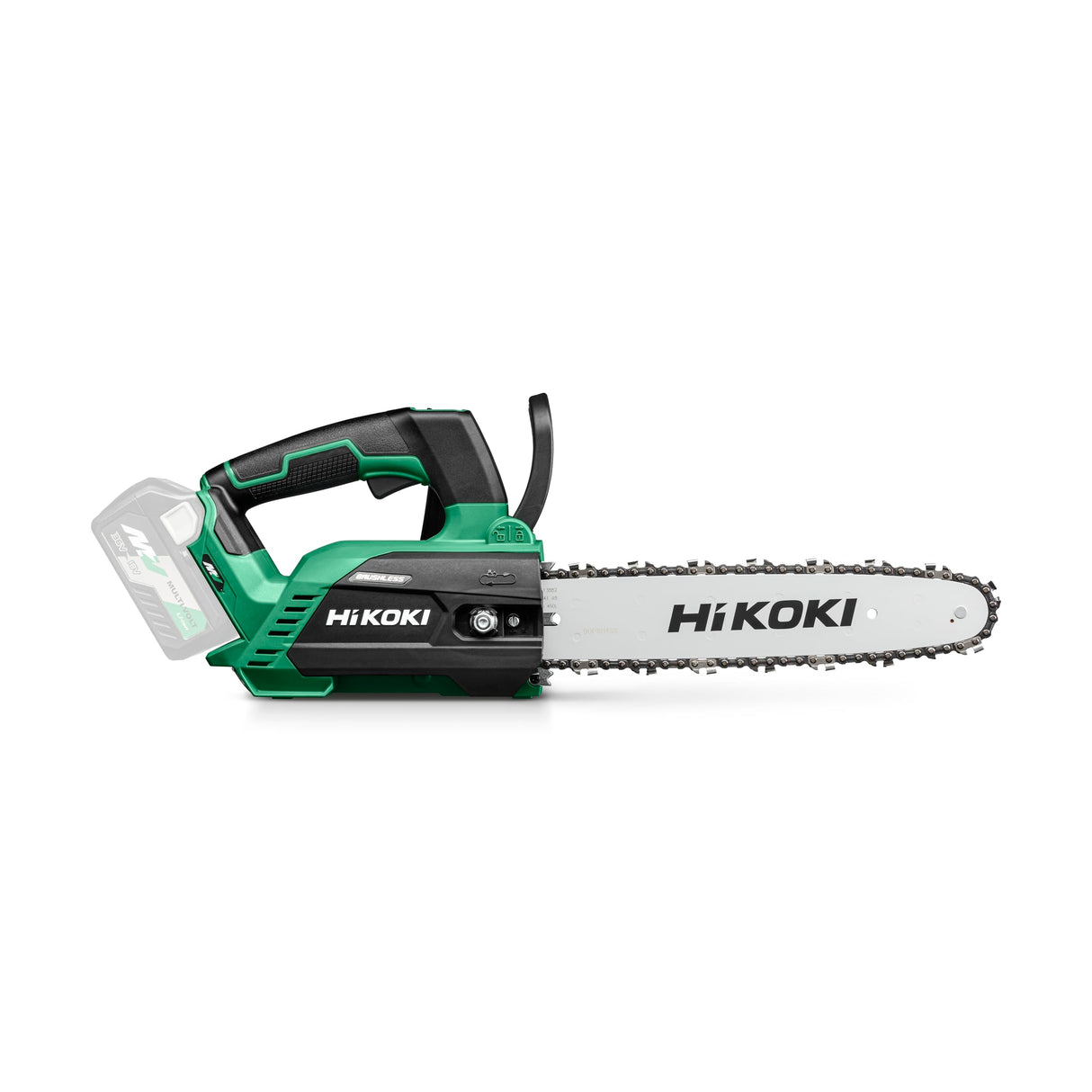HiKOKI Motosierra inalámbrica de 36 V, hoja de sierra de 30 cm, motor sin escobillas, ligero, potente, cortes precisos, ideal para el cuidado de árboles, sin batería ni cargador