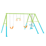Intex Columpio Doble, Estructura Metal, con balancín Doble Plaza y Trapecio, Altura Regulable, hasta 240 kg, Columpios niños 3-10 años, Juegos Exterior, Certificado CE (59002)