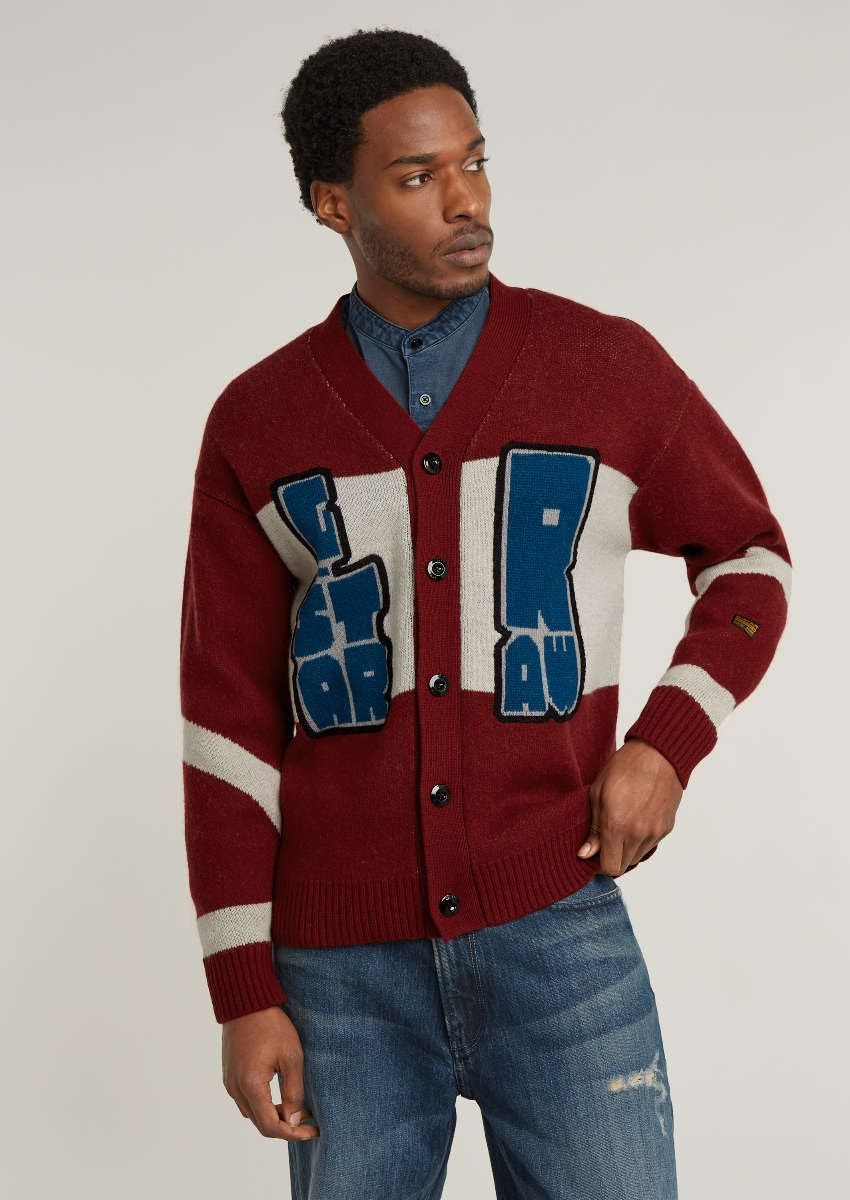 G-Star Para Hombre Cárdigan Holiday Loose Knitted, Rojo (dry red D25116-D939-5298), S