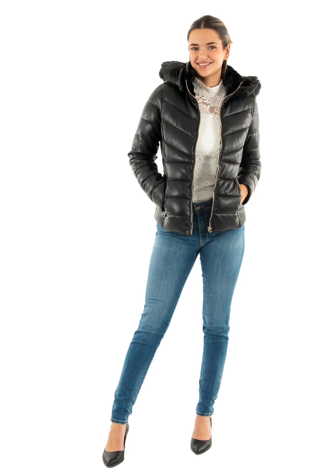 Morgan 242-gkidia Chaqueta de Plumas, Negro, 36 para Mujer