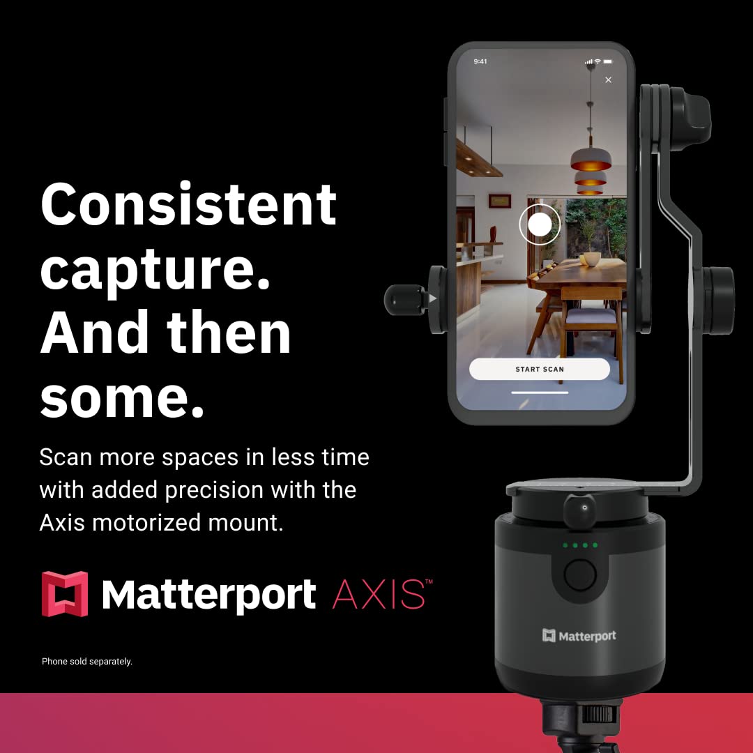 Matterport Axis Gimbal Estabilizador para cámara de teléfono Inteligente - Soporte Giratorio motorizado para escaneos fotográficos 3D 360 Profesionales para teléfonos iPhone y Android