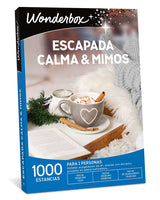 WONDERBOX - Caja Regalo - Escapada Calma & Mimos - 1 Noche con Desayuno y Cena o Actividad Bienestar para 2 a Elegir Entre Hoteles acogedores de 4 Estrellas, masías, posadas en Plena Naturaleza