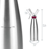 GOBEL - Sifón para la cocina profesional de acero inoxidable - Sifón para montar nata con recipiente y cabezal de acero inoxidable - 1 litro - Calidad profesional (cumple la norma NF D21-901)