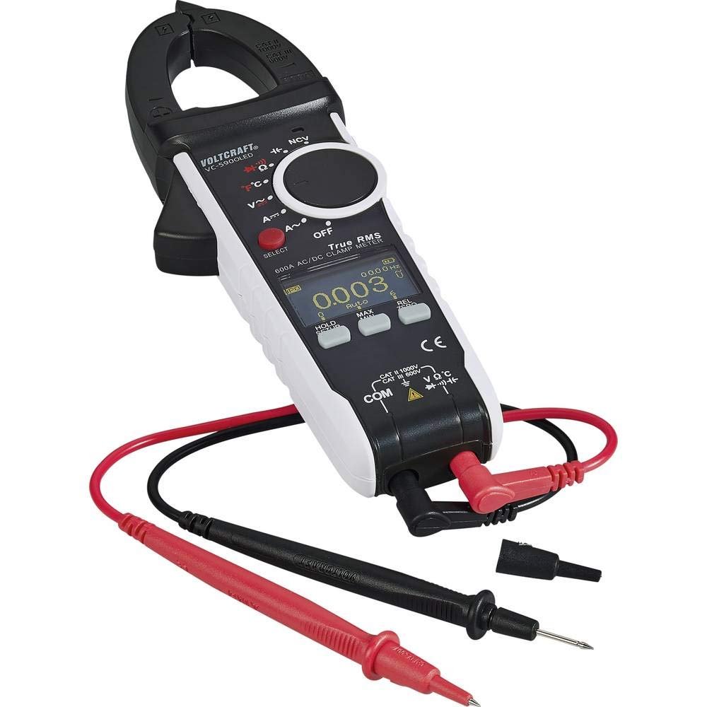 Abrazadera amperimétrica VOLTCRAFT VC-590OLED digital calibrado: fábrica (sin certificado) pantalla OLED CAT III 600 V, CA
