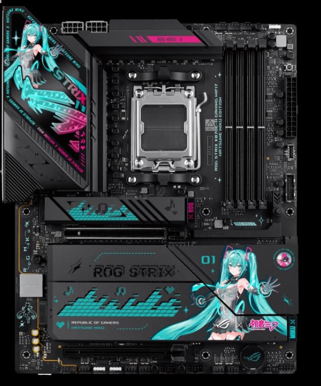 ASUS ROG STRIX X870E-H GAMING WIFI7 - Hatsune Miku Edition - Motherboard - ATX - Socket AM5 - AMD X870E Chipsatz - USB4, USB-C 3.2 Gen 2x2, USB-C 3.2 Gen2, USB 3.2 Gen 2, USB 3.2 Gen 1 - Wi-Fi 7, 5G