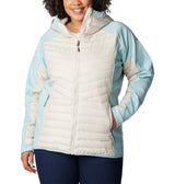 Columbia Powder Lite-Chaqueta híbrida con Capucha Acolchada, Mujer, Piedra Oscura, Aqua Haze, M