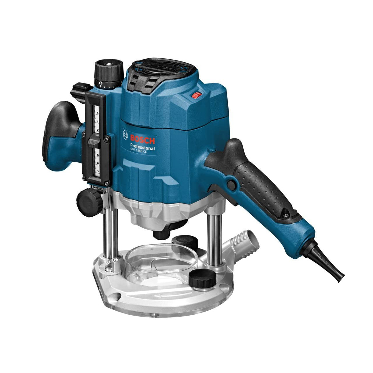 Bosch Professional GOF 1250 CE - Fresadora de superficie (1250 W, 10000 – 24000 rpm, 6/8 mm, vel. constante, ajuste preciso 0,1 mm, en caja)