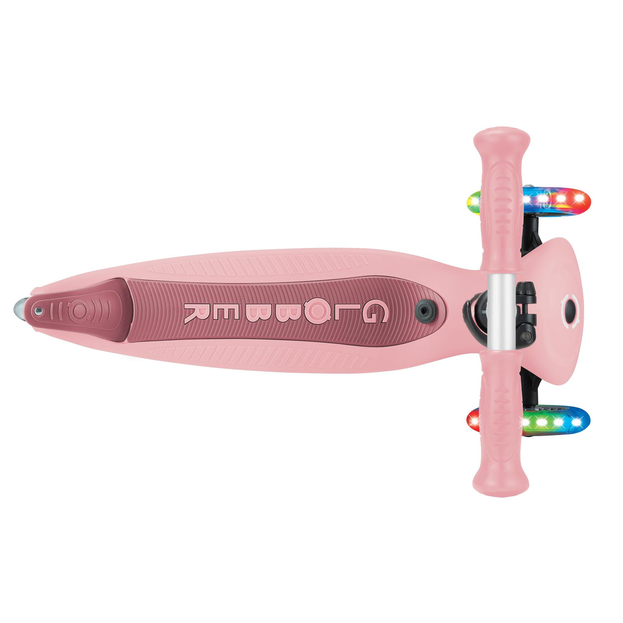 Globber - GO•UP Active Lights 360 - Patinete evolutivo con Asiento Giratorio 360°, reposapiés, Luces LED y 3 Ruedas, para niños de 15 Meses a 6 años - Rosa Pastel