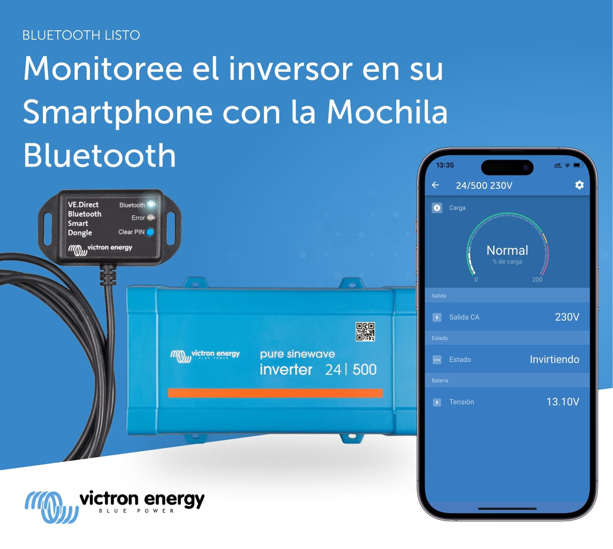 Victron Energy 500VA 24-Voltios 230V CA Inversor de Onda sinusoidal Pura (Schuko)