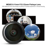 Meike MK 6 – 11 mm f3.5 Fisheye Lente de Zoom Sensor Formato APS-C para Sony E Mount