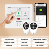 Daewoo - Kit de Alarma AM301, Central de Pantalla táctil, Detector de Movimiento Apto para Animales, contactores de Puerta y mandos a Distancia, Control Remoto Seguro