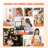 VEVOR Estuche de Maquillaje con Cerradura, Espejo, 4 Bandejas de Almacenamiento, Portaescobillas, Caja de Almacenamiento de Cosméticos con Ruedas Giratorias de 360° en Soporte para Estudio de Artista