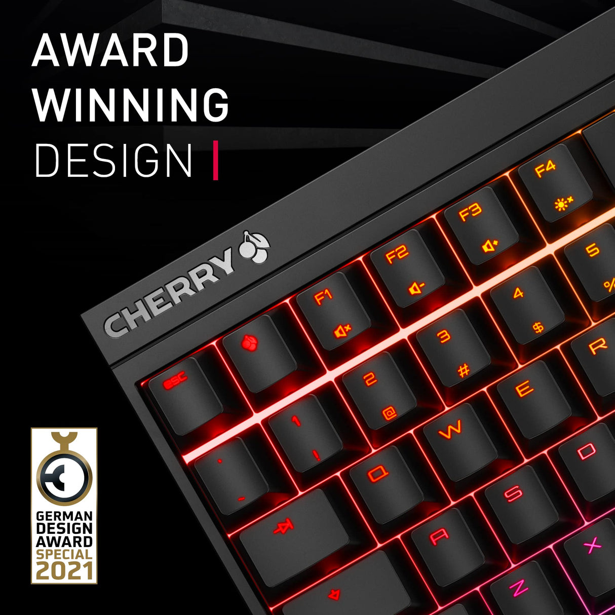 CHERRY MX 2.0S, Teclado Mecánico de Gaming con Iluminación RGB, Distribución de Teclado Europeo (QWERTY), con Cable, Diseñado en Alemania, Switches MX RED, Negro