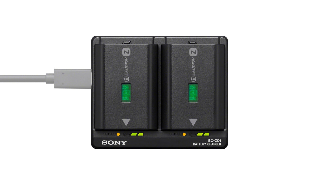 Sony Cargador de batería BC-ZD1 Cargador de batería, para baterías NP-FZ100 de Alta Capacidad (2), con compatibilidad con USB Power Delivery