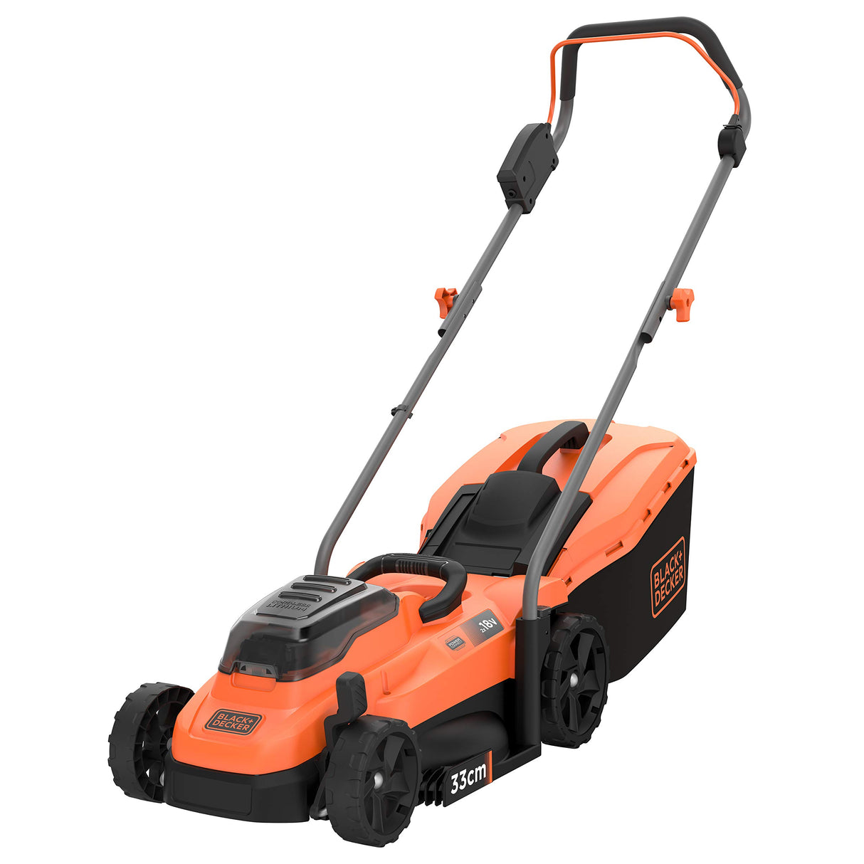 BLACK+DECKER BcmW3318L2,Cortacésped a Batería 18 V, Ancho de Corte 33 cm con 2 Baterias Litio de 2.5 Ah