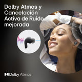 LG Electronics Auriculares Tone Free DT80Q, Bluetooth 5.2 con Sistema de Sonido Meridian y Función de Carga Rápida, Blanco