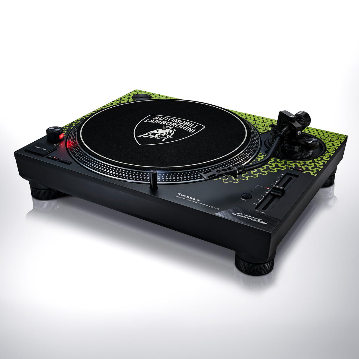 Technics SL-1200M7PEG, Sistema De Tocadiscos de Tracción Directa Edición Lamborghini, Motor Sin Núcleo, Reproductor De Vinilos de 3 Velocidades, Iluminador, Verde
