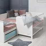 roba Cuna Colecho 60 x 120 cm, 2en1, Convertible en Cama de Bebé Independiente, Ajustable en Altura, 5 Barrotes Desmontables, Madera Blanca