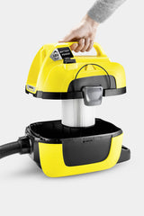 Kärcher 18 V Aspirador multiusos WD 1 Compact, aspirador en seco y húmedo, filtro de cartucho, manguera: 1,20 m, depósito: 7 l, potencia: 230 W, compatible con batería 18 V Kärcher, batería no incl.