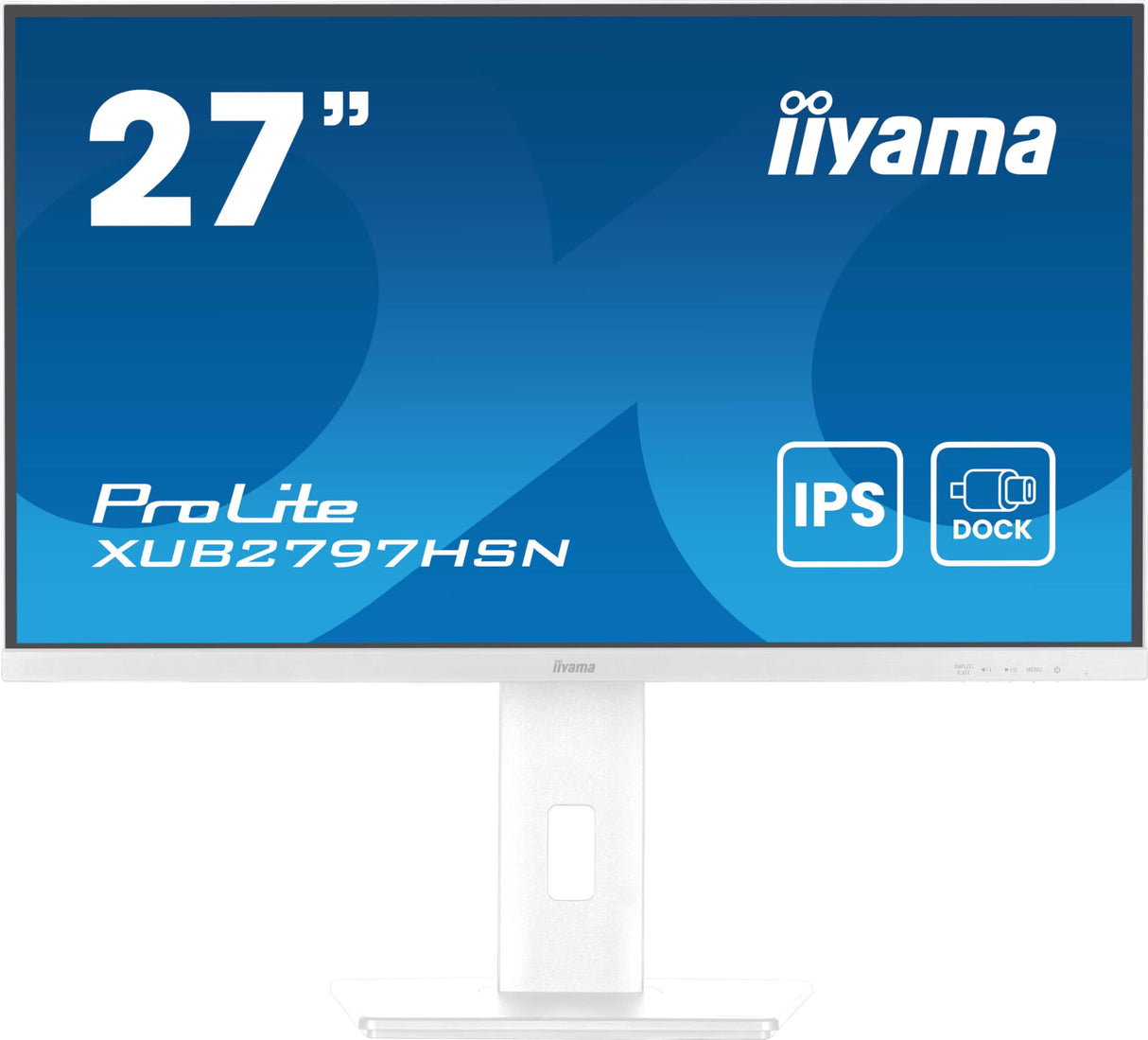 iiyama XUB2797HSN-W2 Pantalla IPS de 27 Pulgadas (Bisel Blanco) USB-C de 65 W de Carga, 4 ms, Full HD 1920 x 1080, RJ45/HDMI/DP, 1 x DP-out (MST), 4 concentradores USB, Soporte Ajustable en Altura