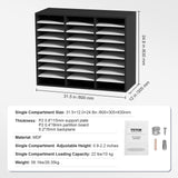 VEVOR Organizador de Literatura de Madera de 27 Ranuras de 800x305x630 mm, Estantes Ajustables de Tablero de Fibra de Densidad Media, Almacenamiento para Archivos, Documentos, Papeles, Negro y Blanco