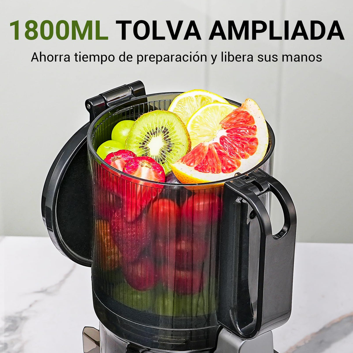 AMZCHEF Extractor de Zumos y Verduras Automático, 135MM Apertura y 1.8L Capacidad Licuadora para Verduras y Frutas Entera, 250W Licuadora Prensado en Frio Lento con Triple Filtro - Rojo