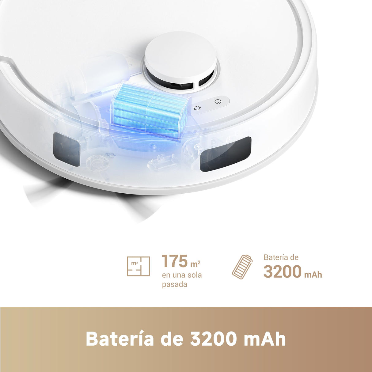 Mova E20 Plus Robot Aspirador y Fregasuelos, 5000Pa Robot Aspirador Autovaciado, LDS Navigation, Aspiradoras y Fregonas 2 en 1, Cuerpo Compacto, Blanca